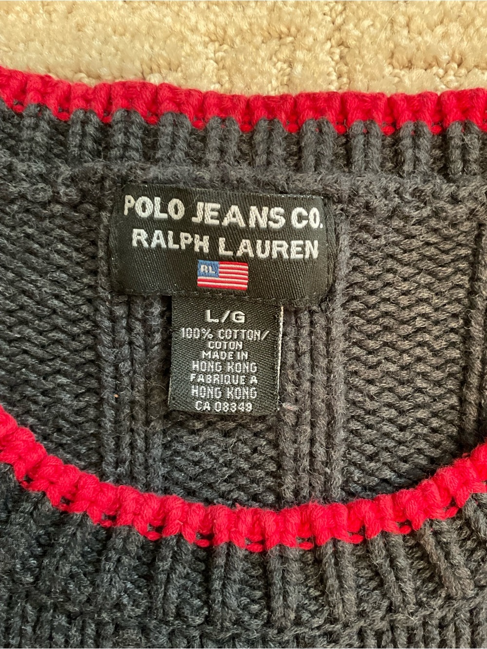 ♦️Vintage Women Polo Jeans Co Ralph Lauren USA Flag Sweater M/L EUC Americana - Picture 4 of 9